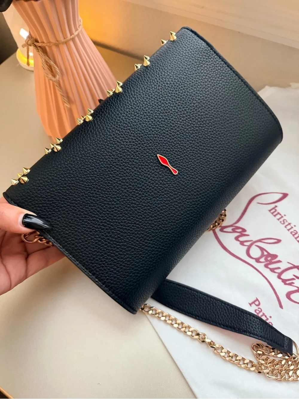 New  Black Studded Clutch Shoulder Bag